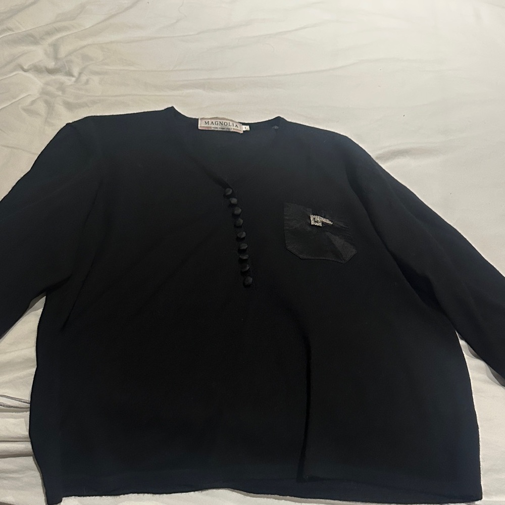 Magnolia Black Button-Up Sweater